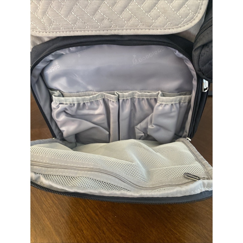BabbleRoo Diaper Bag Backpack Grey/Blue w/Pacifier case/Changing Pad NEW - Picture 11 of 16